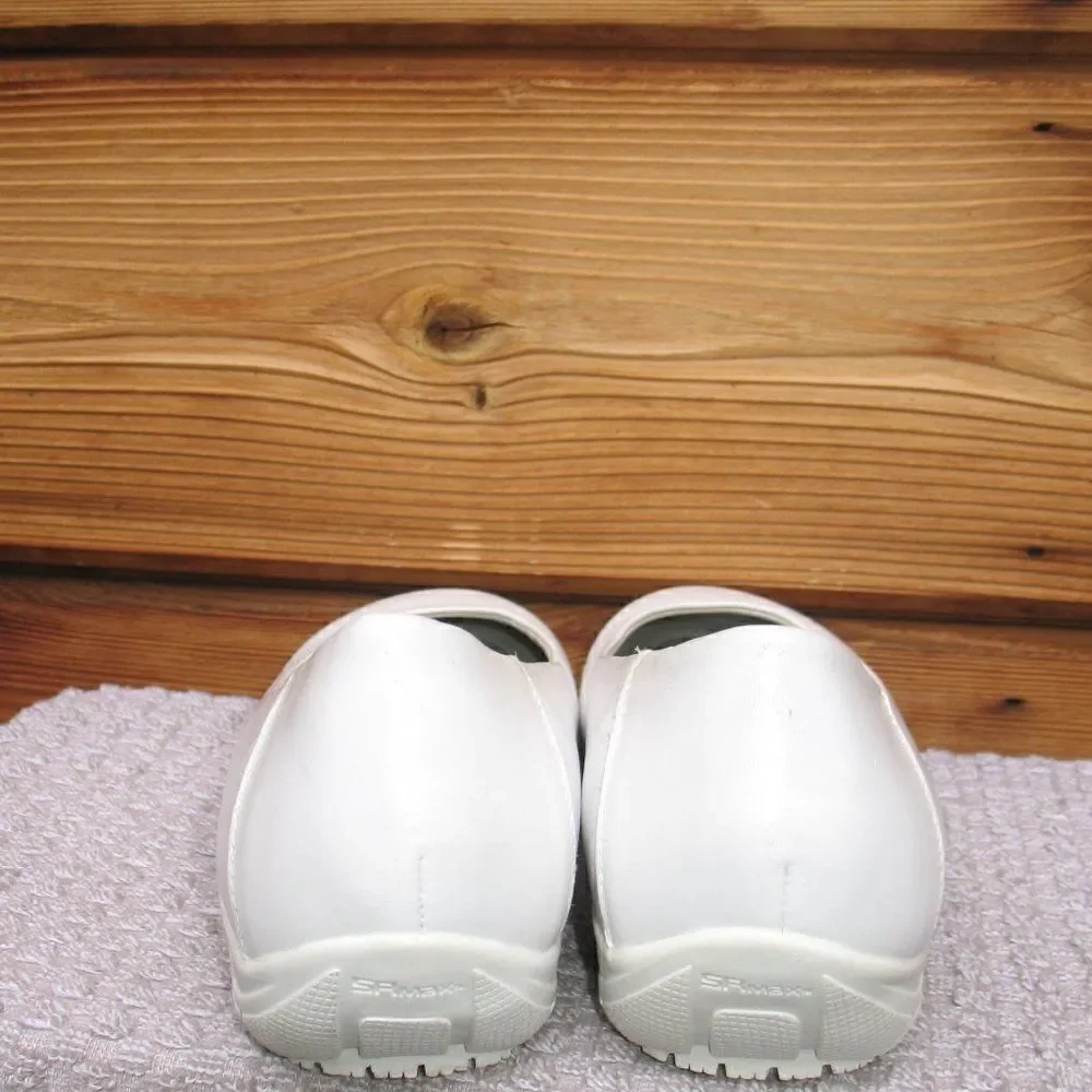 Womens White Slip Resistant Work Shoes Dress Flats